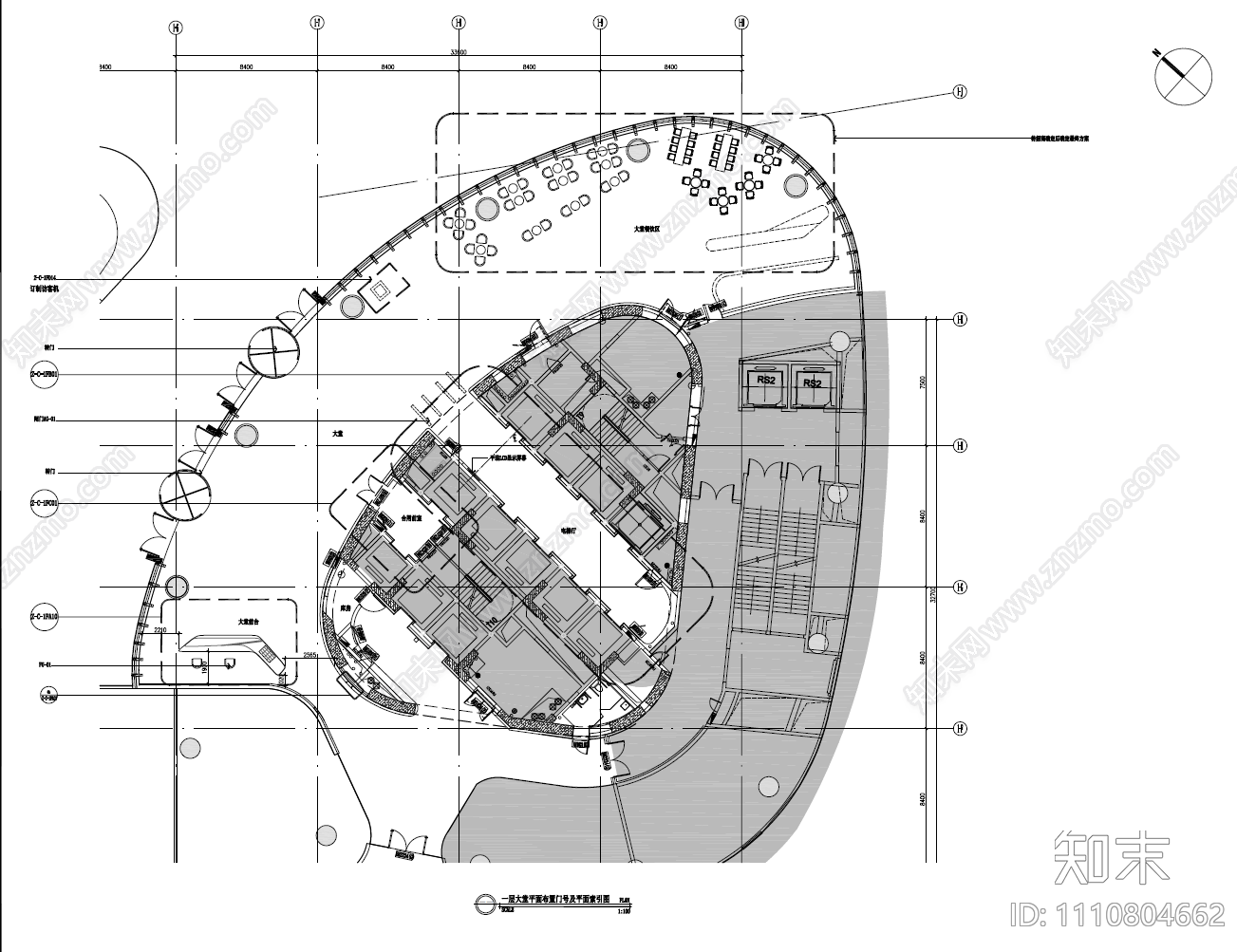 800㎡办公大堂电梯厅CAD施工图cad施工图下载【ID:1110804662】