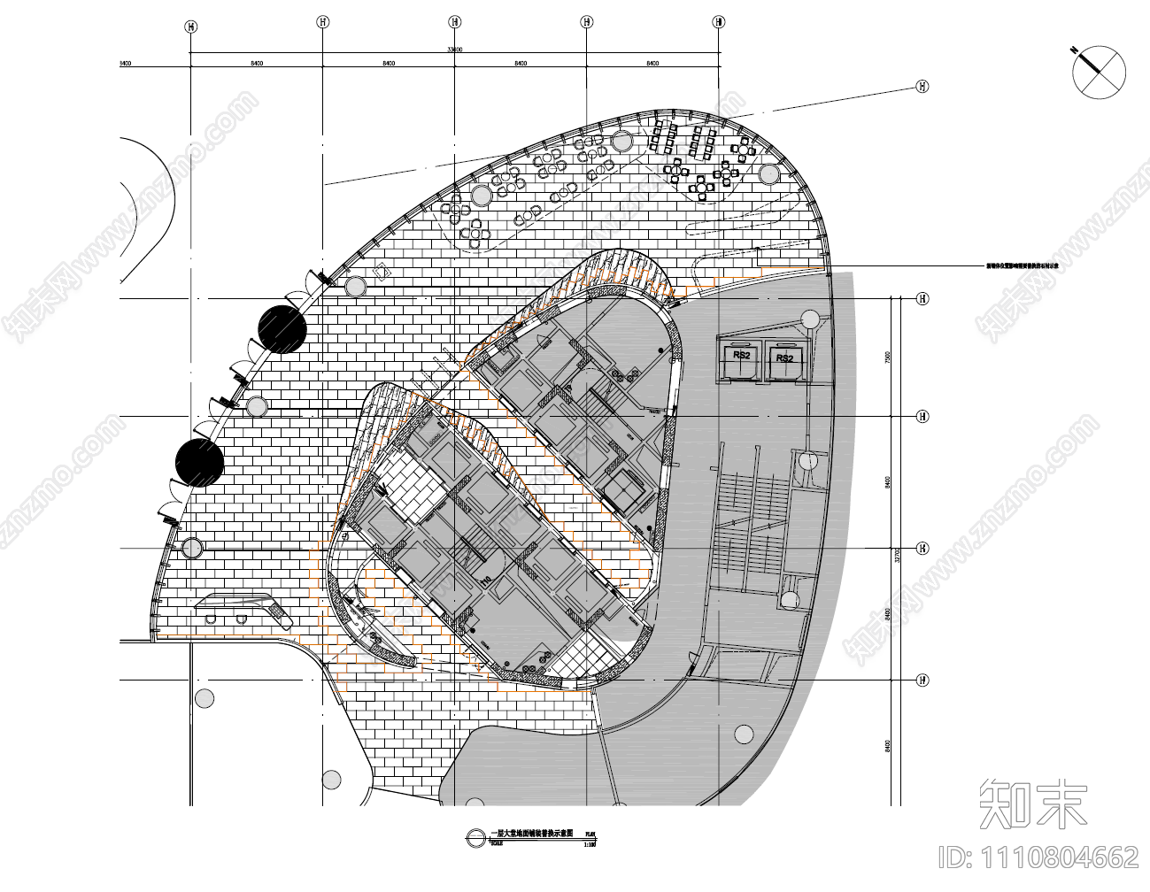 800㎡办公大堂电梯厅CAD施工图cad施工图下载【ID:1110804662】