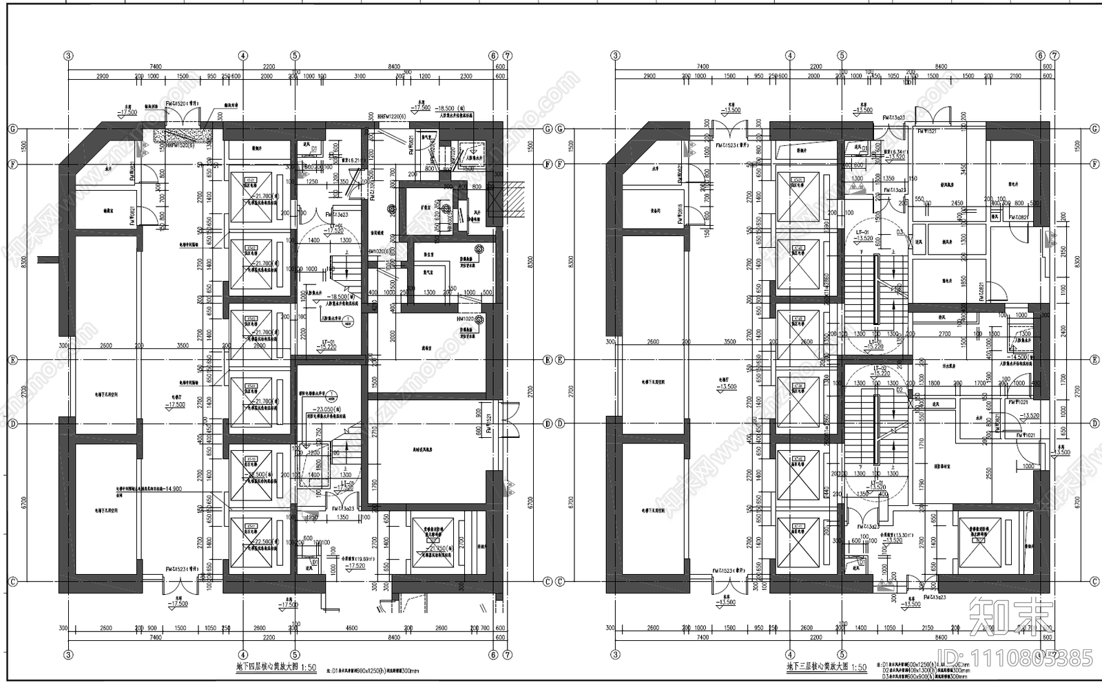 广田总部大厦建筑cad施工图下载【ID:1110805385】