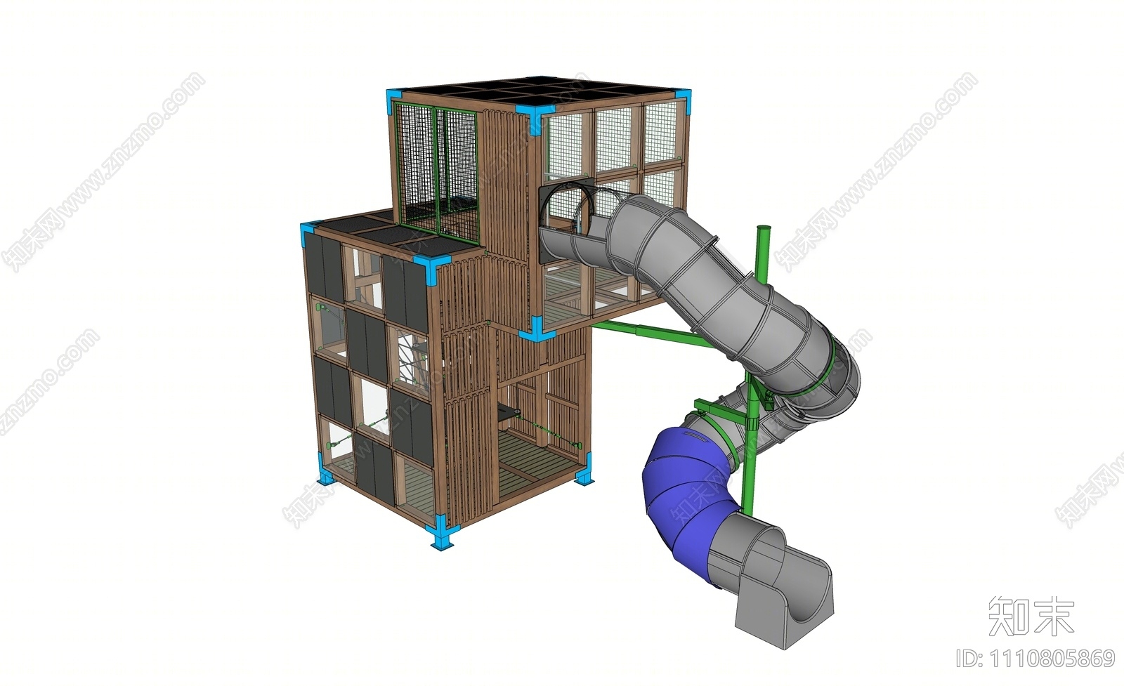 现代儿童滑梯SU模型下载【ID:1110805869】
