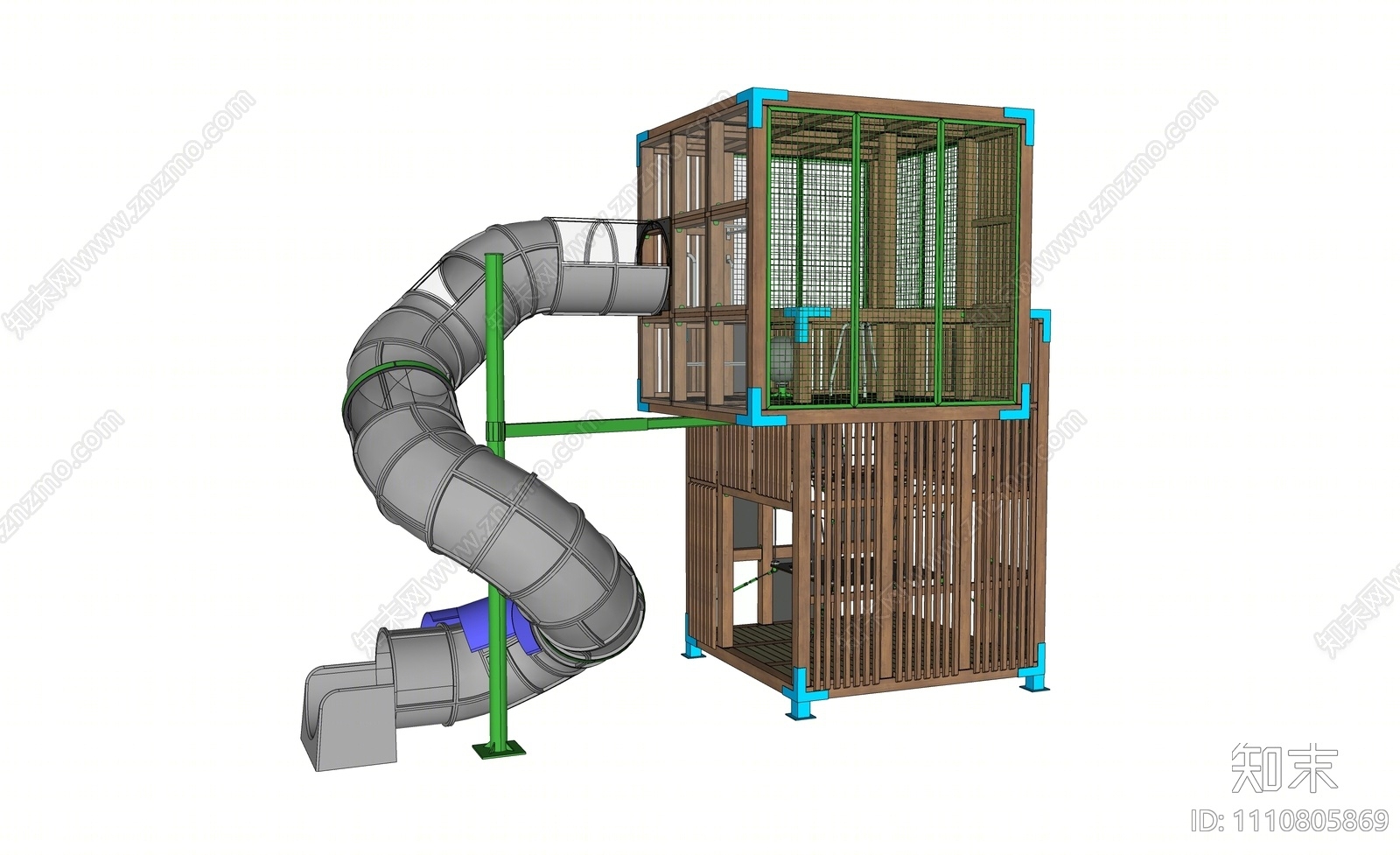 现代儿童滑梯SU模型下载【ID:1110805869】