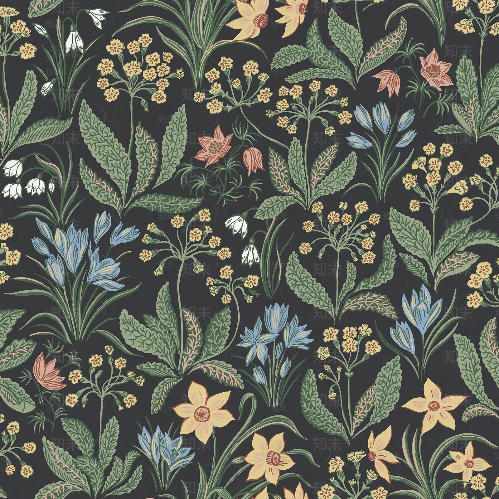 绿色植物印花壁纸壁布贴图下载【ID:1110807012】