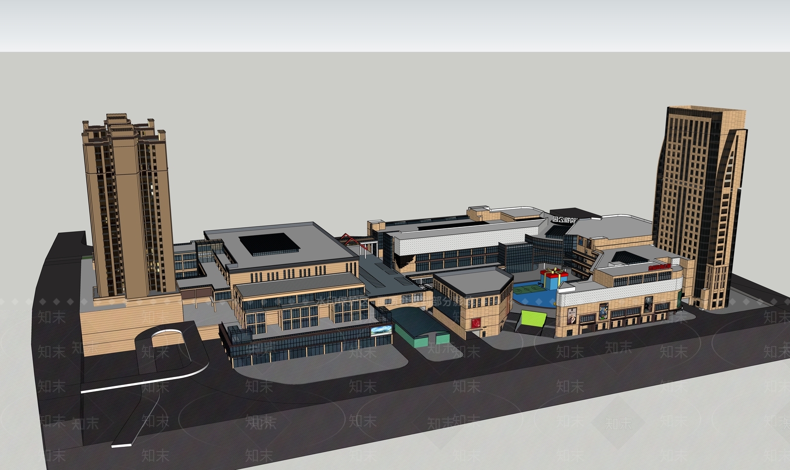 商场建筑SU模型精品下载_SketchUp模型_知末网