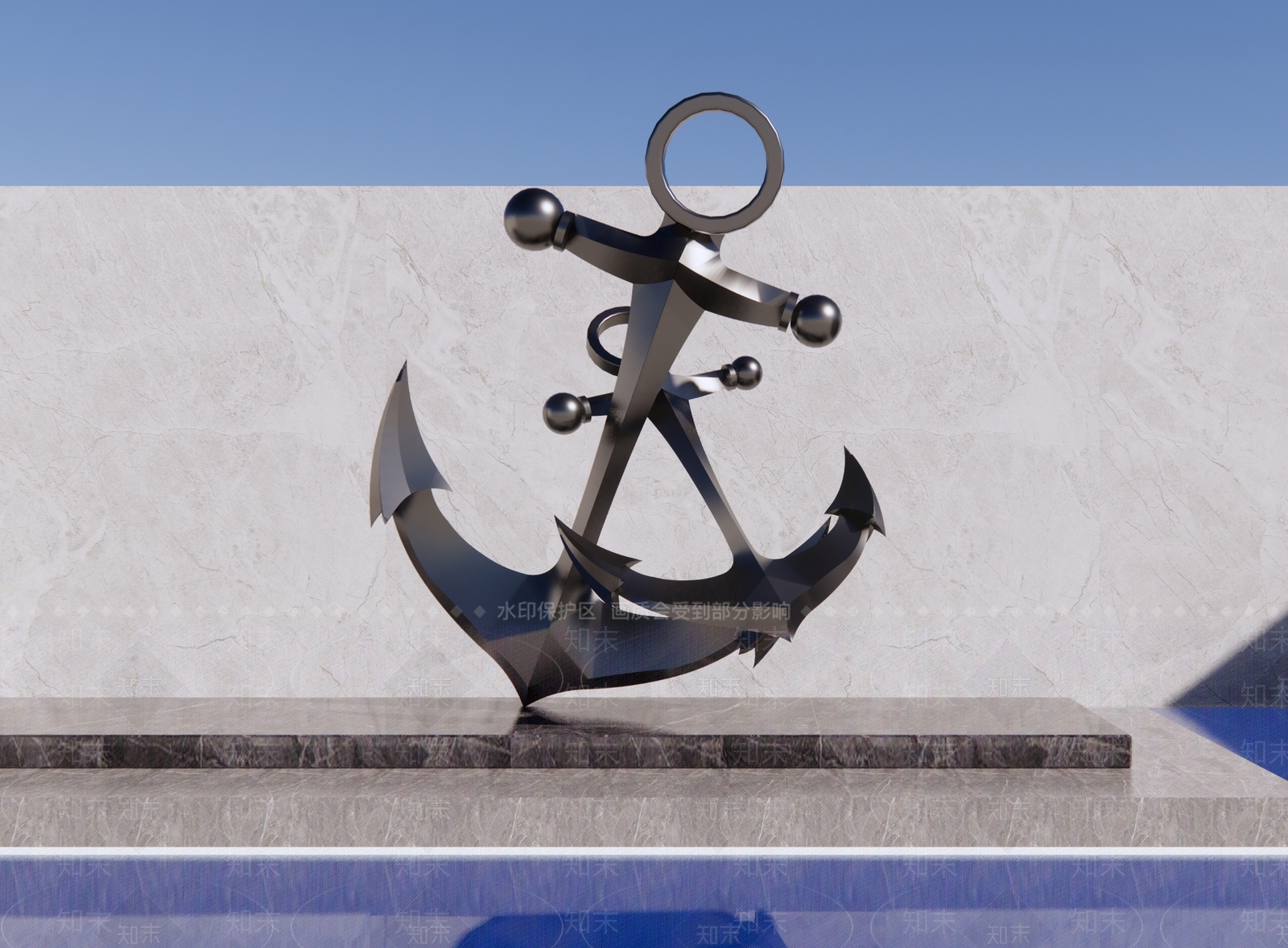 现代船锚雕塑SU模型下载【ID:1111311510】