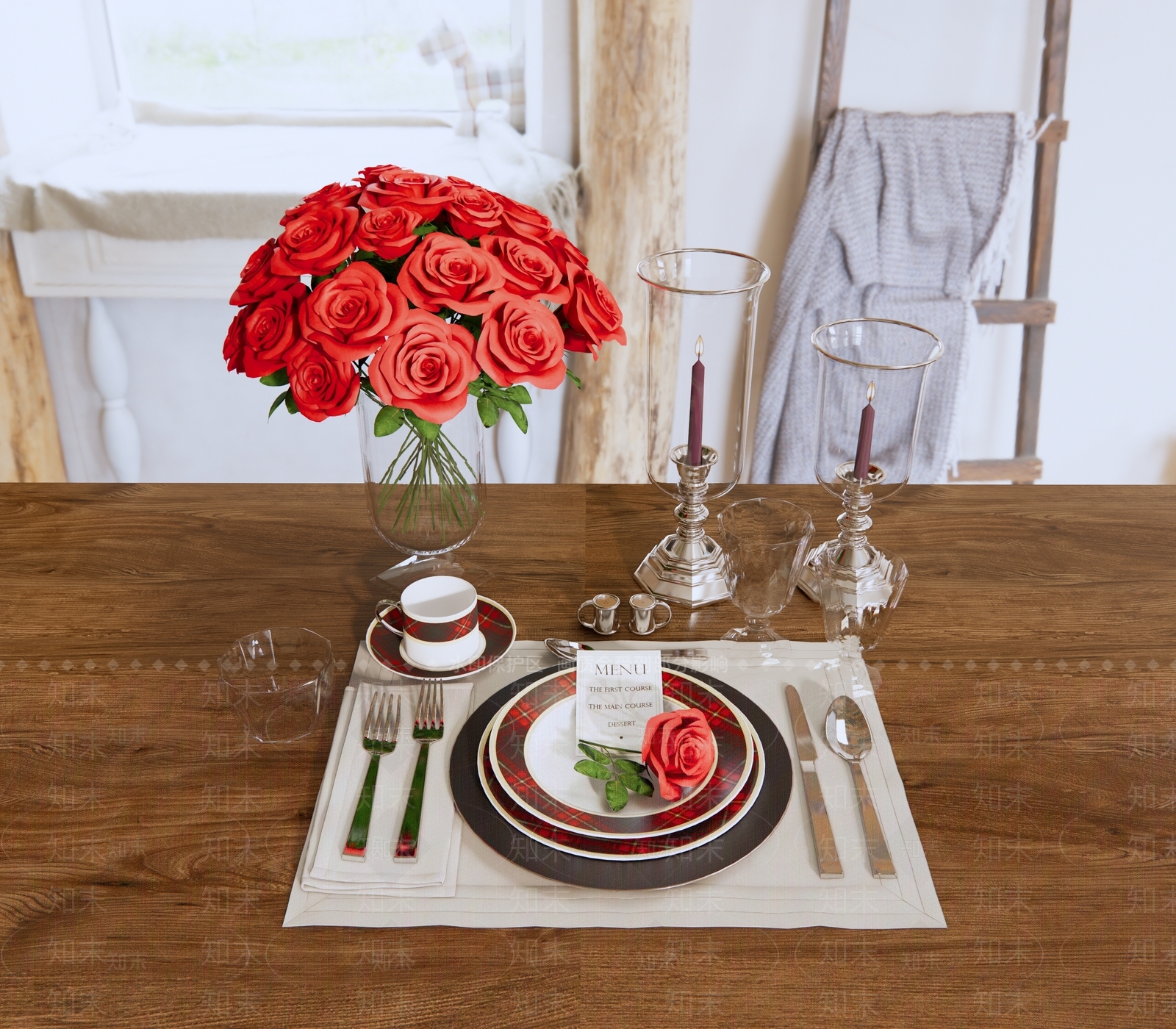 现代西式餐具SU模型下载【ID:1110839633】