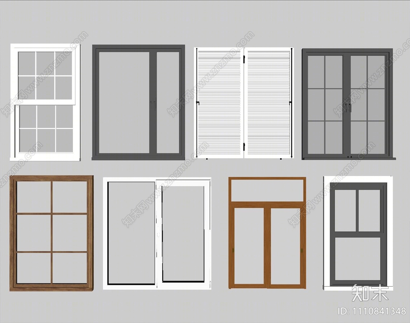 现代窗户组合SU模型下载【ID:1110841348】