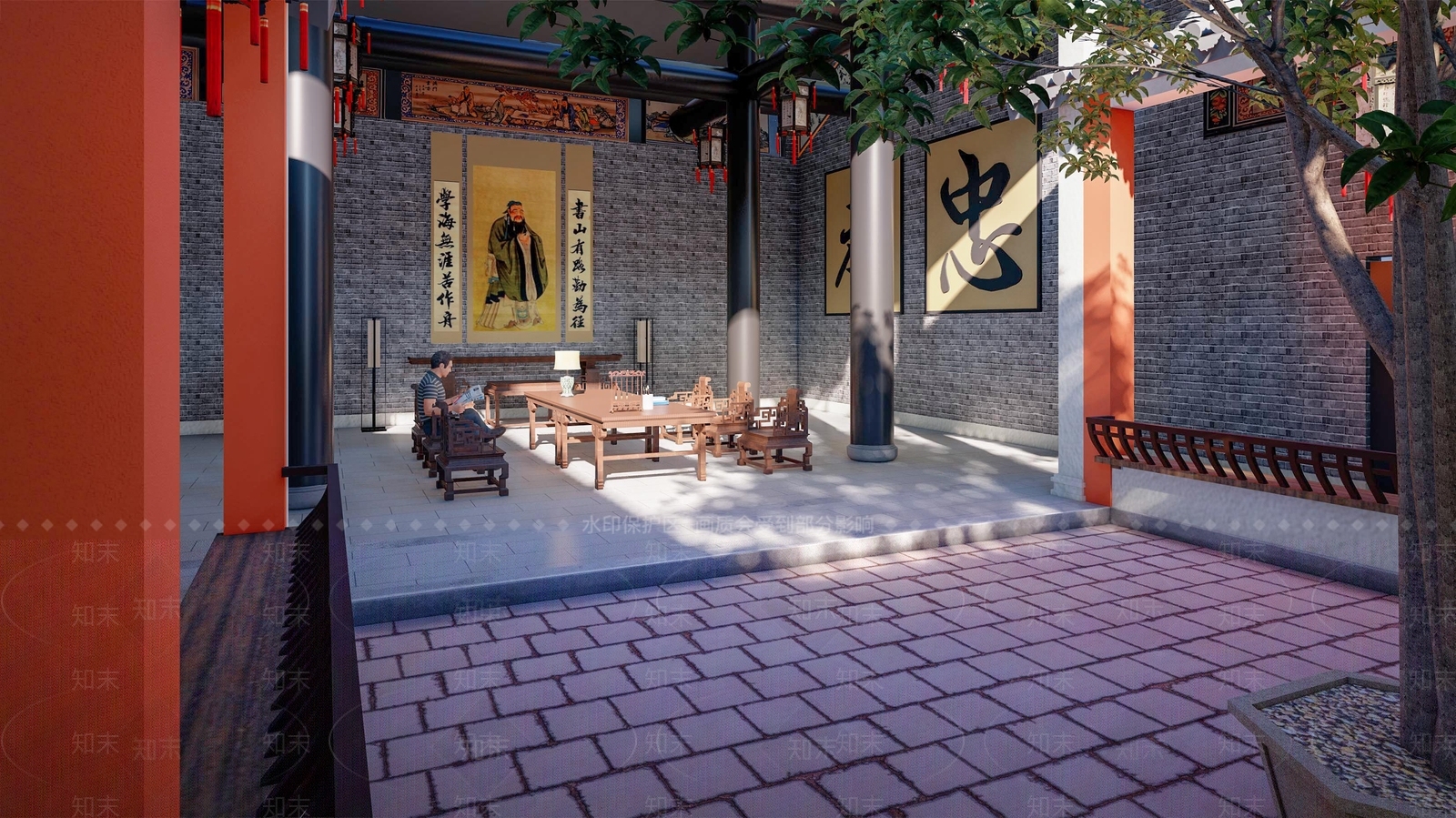 中式古建筑SU模型下载【ID:1110846603】