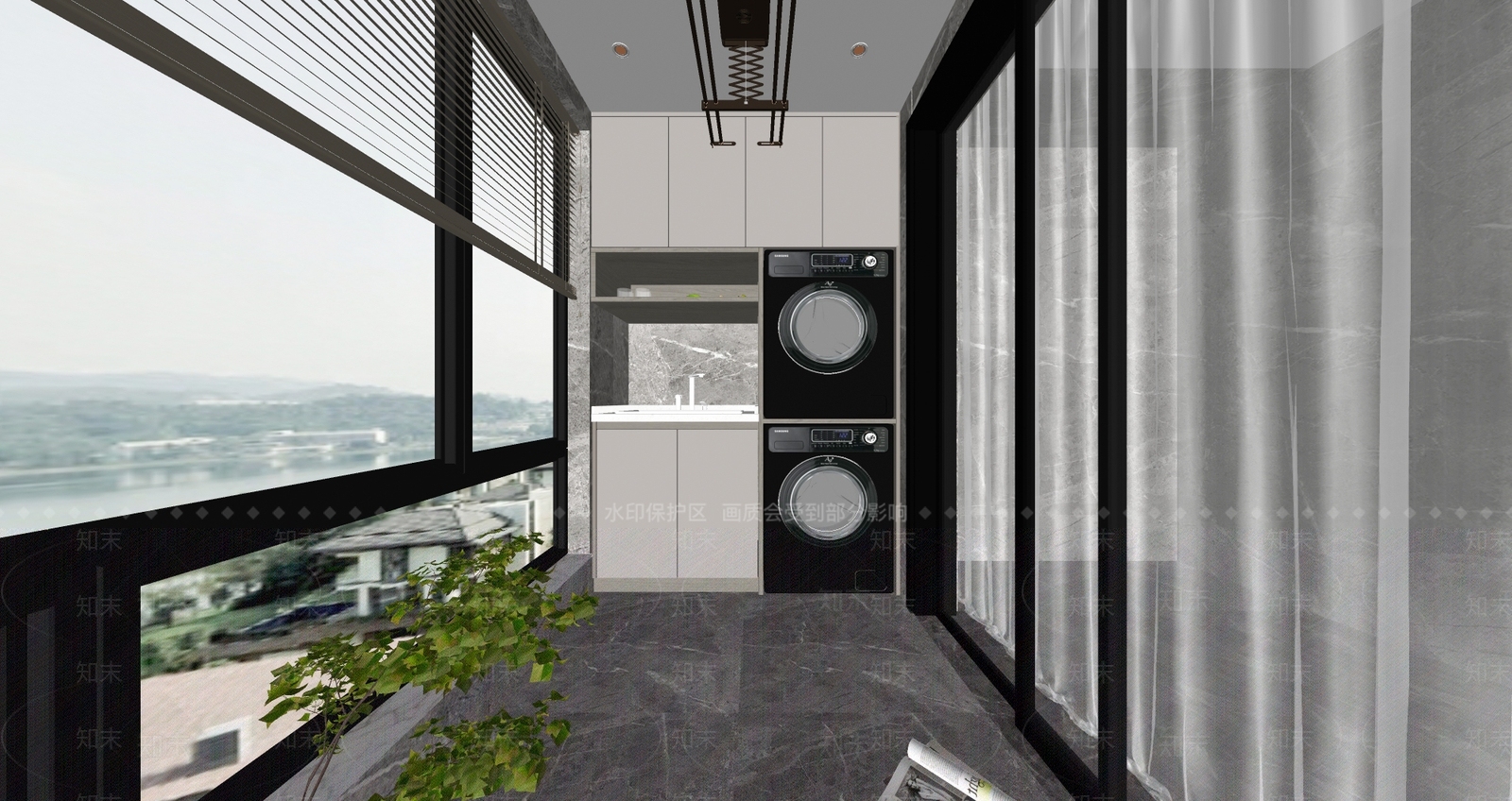 现代家居阳台SU模型下载【ID:1110846958】