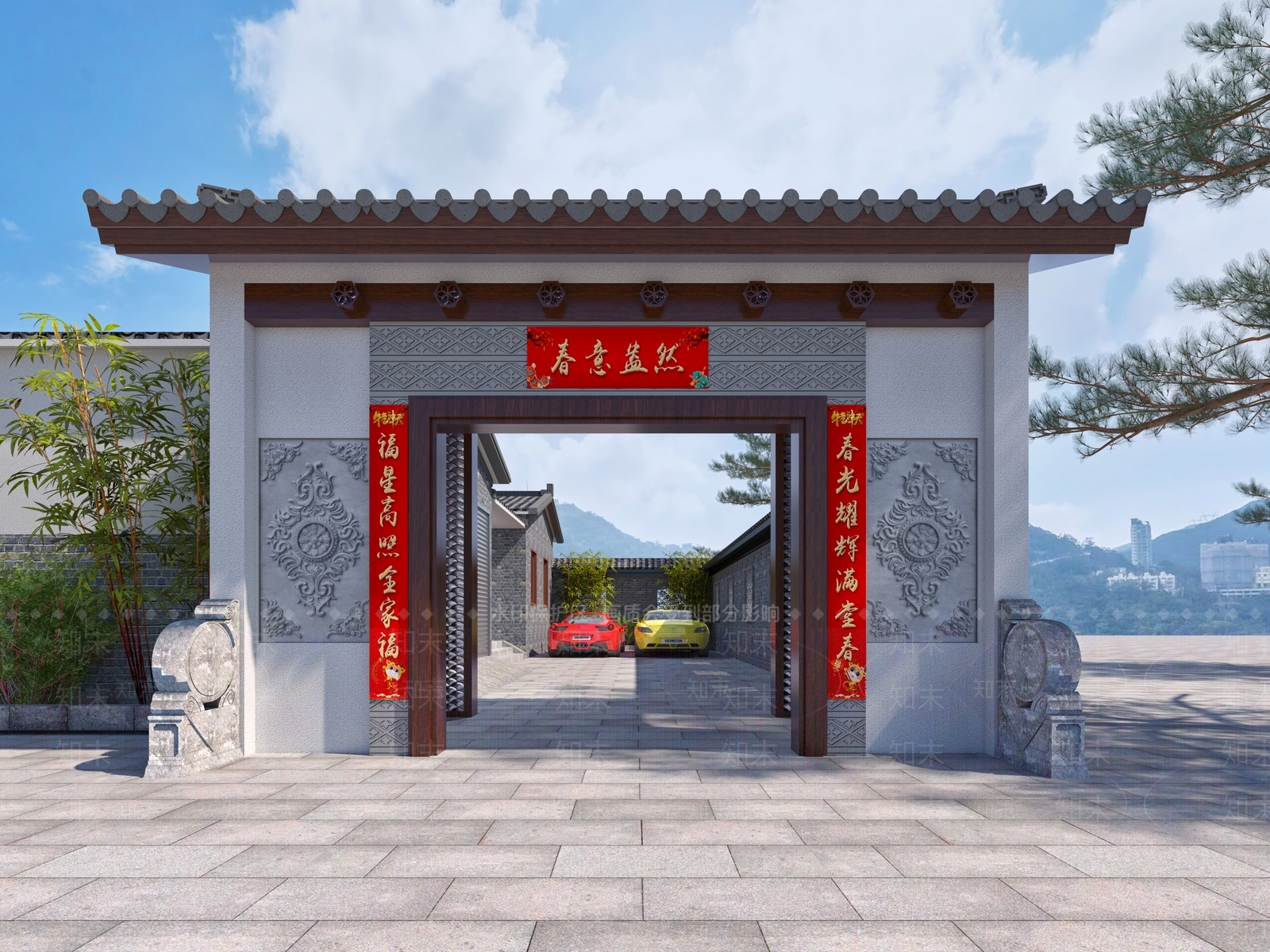 中式入口大门3D模型下载【ID:1110849087】