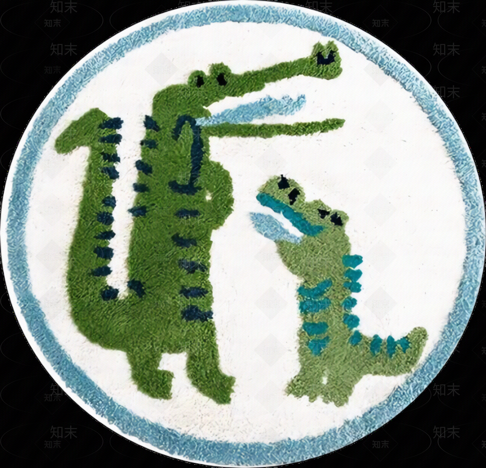 圣瓦伦丁儿童圆形卡通恐龙地垫贴图下载【ID:1110855653】