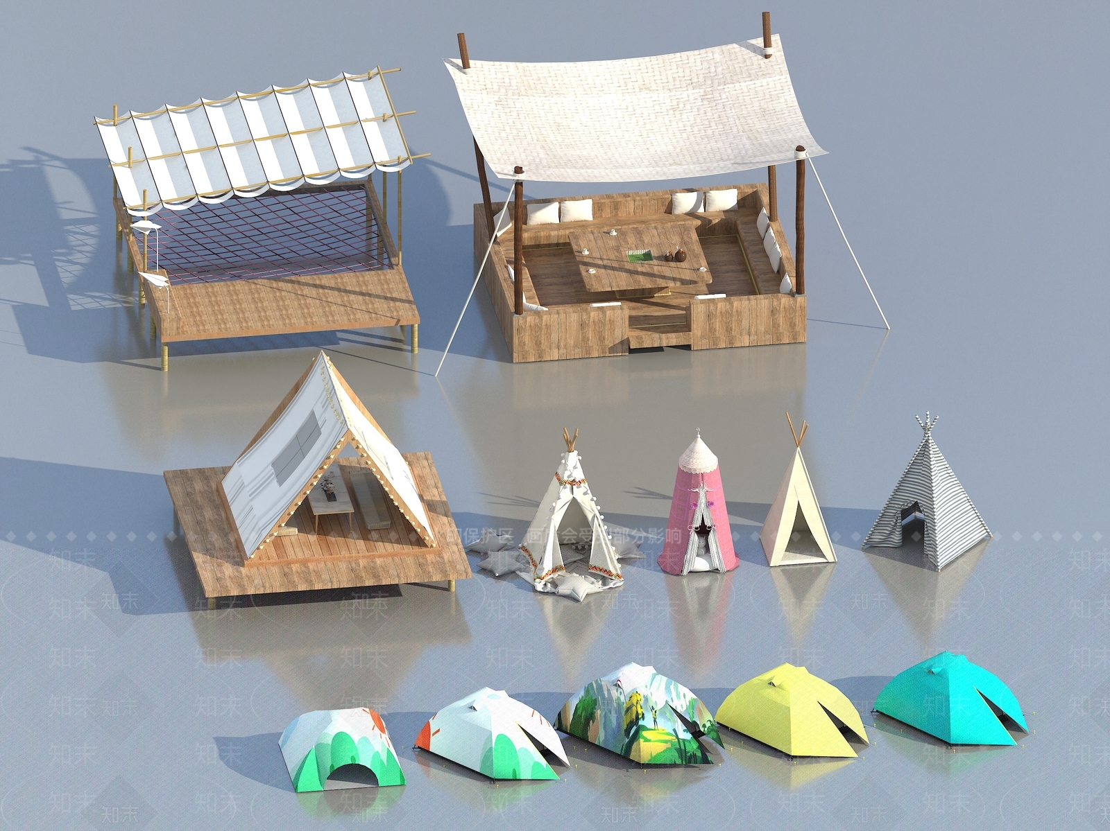 现代网红帐篷3D模型下载【ID:1110858154】