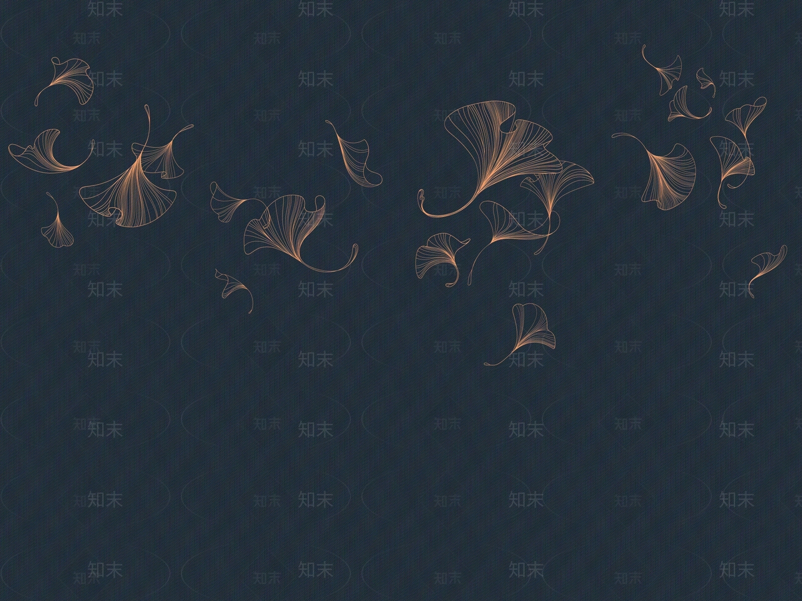 新中式轻奢金线银杏壁画贴图下载【ID:1110859122】