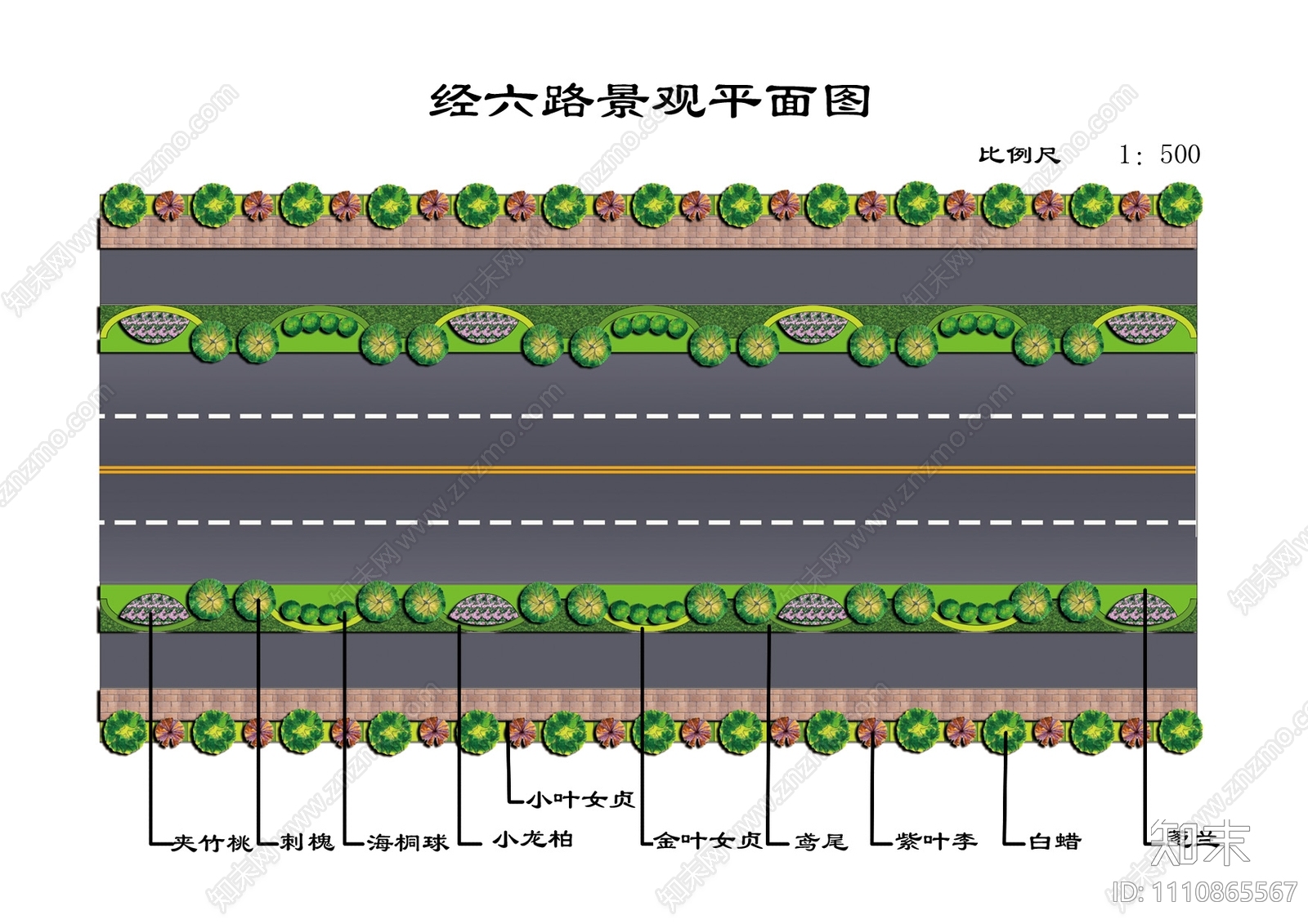 道路绿化设计cad施工图下载【ID:1110865567】