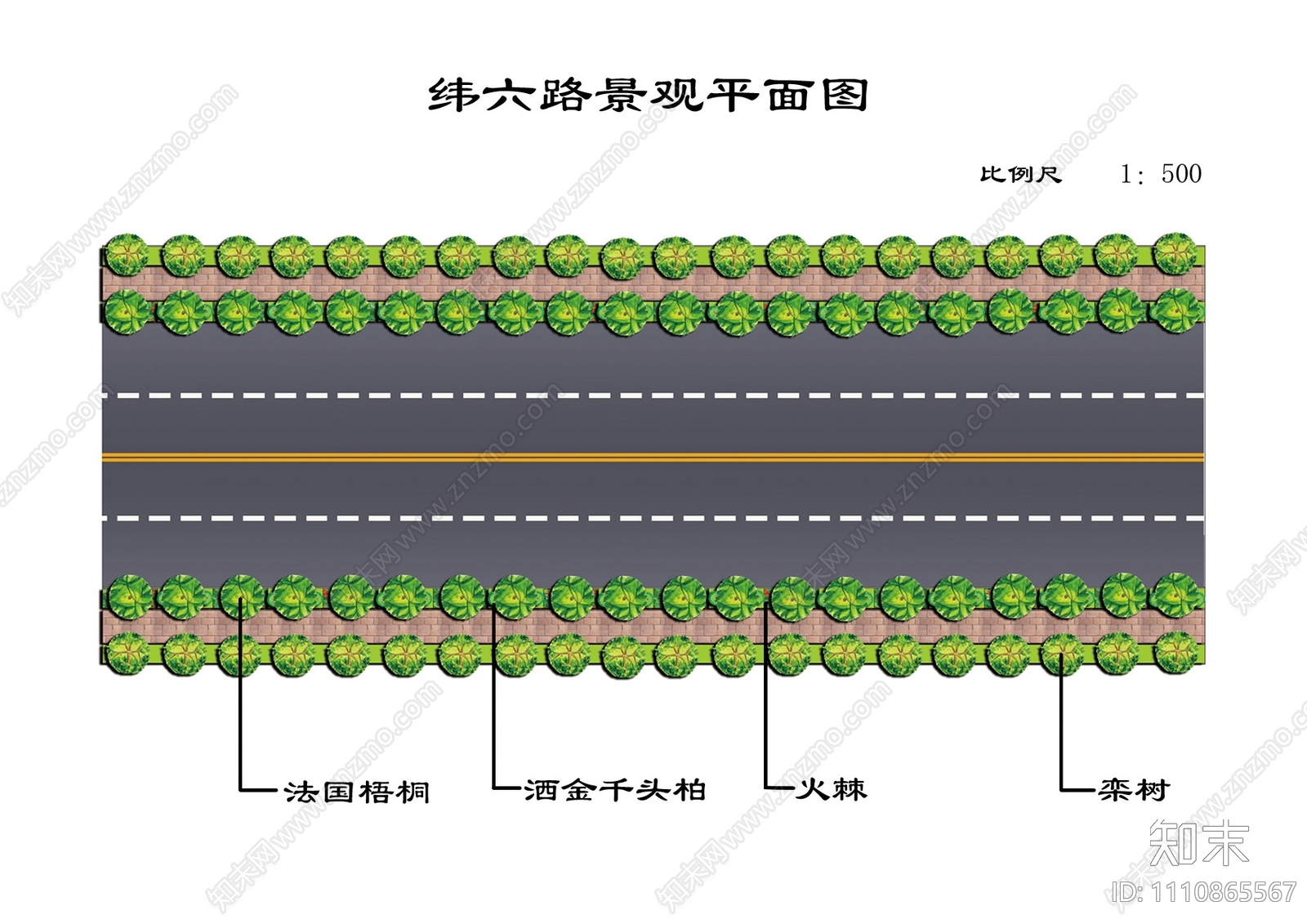 道路绿化设计cad施工图下载【ID:1110865567】