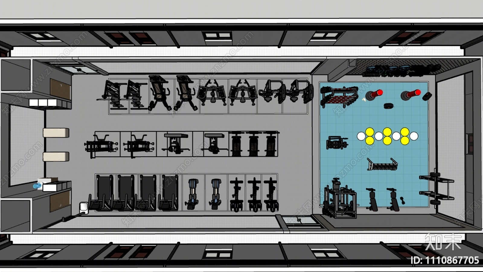 现代健身房SU模型下载【ID:1110867705】
