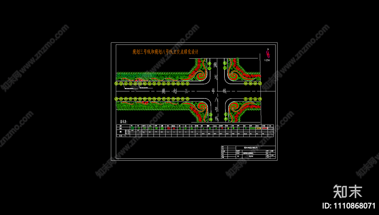 道路施工标准段景观绿化方案CAD图纸cad施工图下载【ID:1110868071】