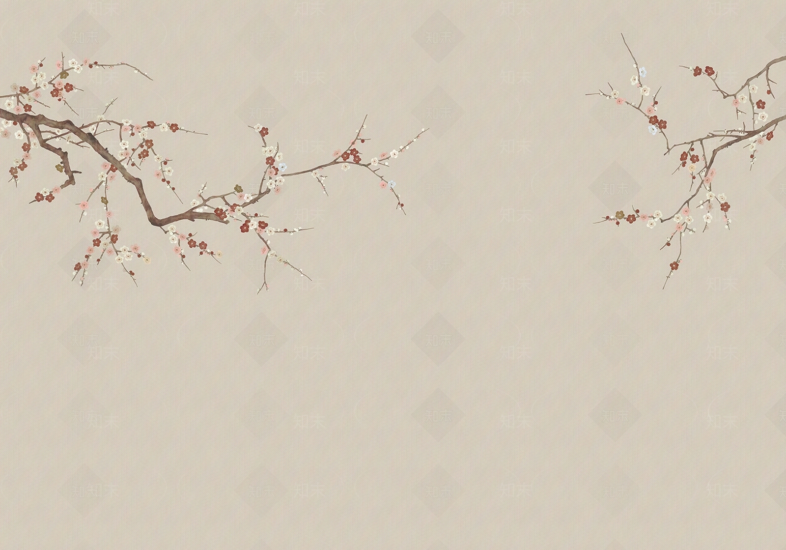 中式梅花壁画贴图下载【ID:1110870341】