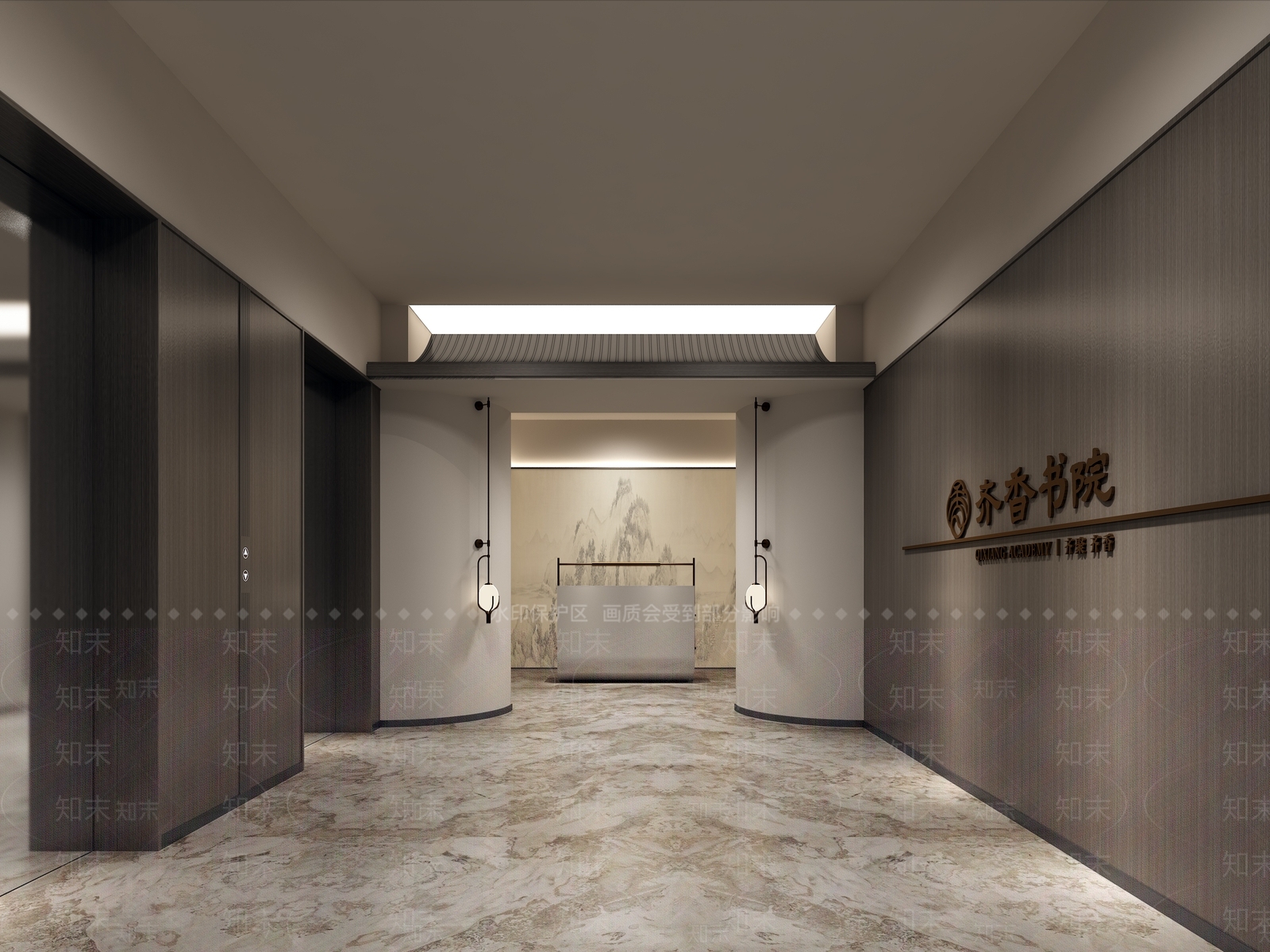 新中式中餐厅电梯间3D模型下载【ID:1110873445】