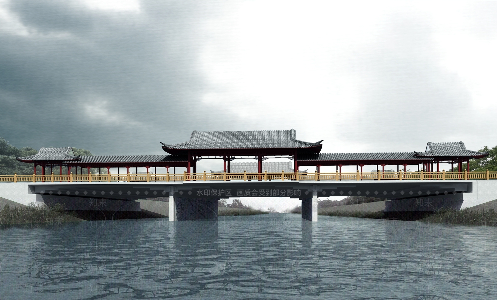 中式大桥SU模型下载【ID:1110879022】