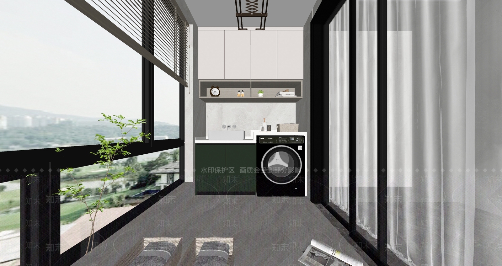 现代家居阳台SU模型下载【ID:1110881884】