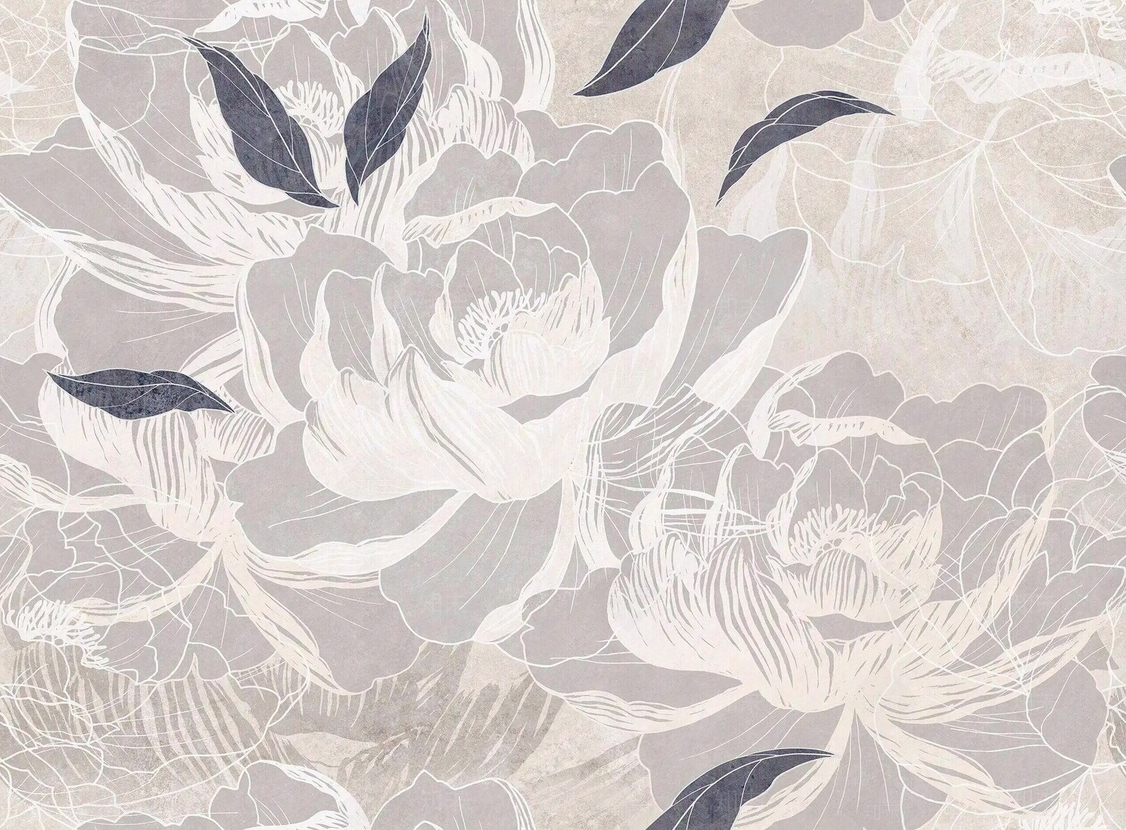 紫色新中式花卉植物壁纸贴图下载【ID:1110884722】