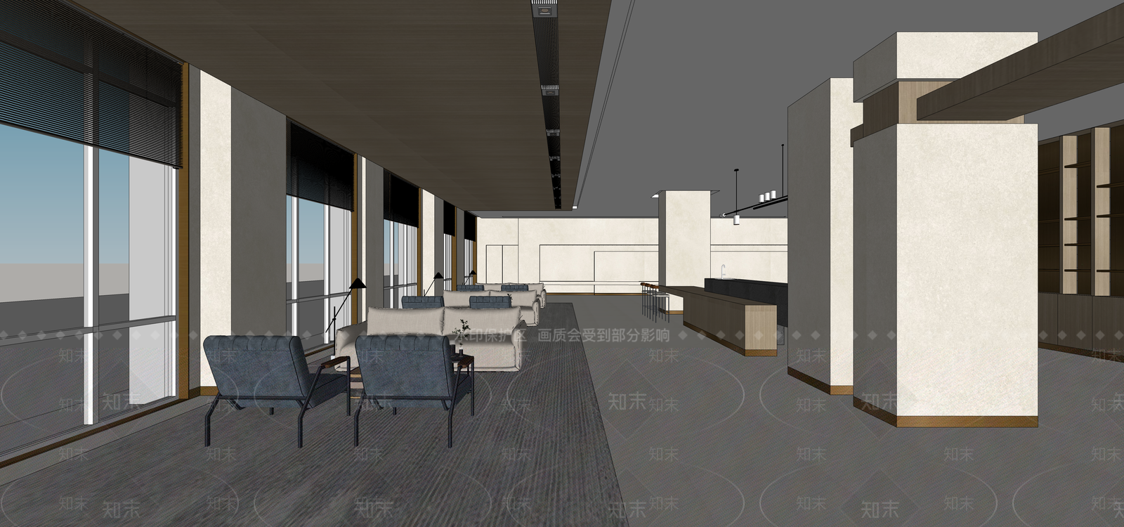 现代酒店大堂SU模型下载【ID:1110888937】