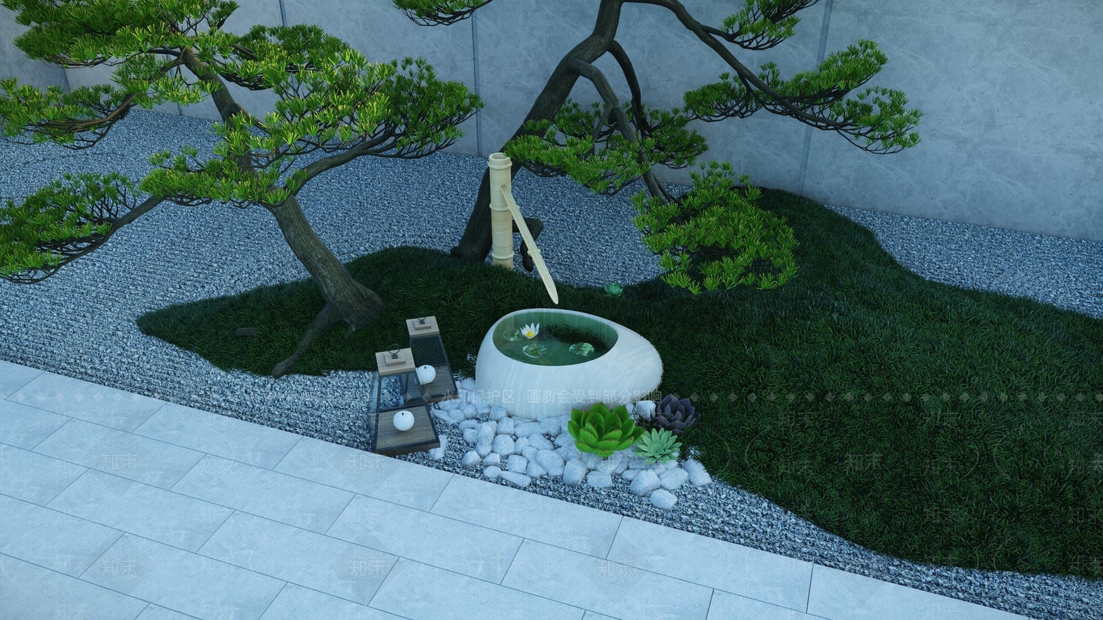 日式庭院小品SU模型下载【ID:1110891761】