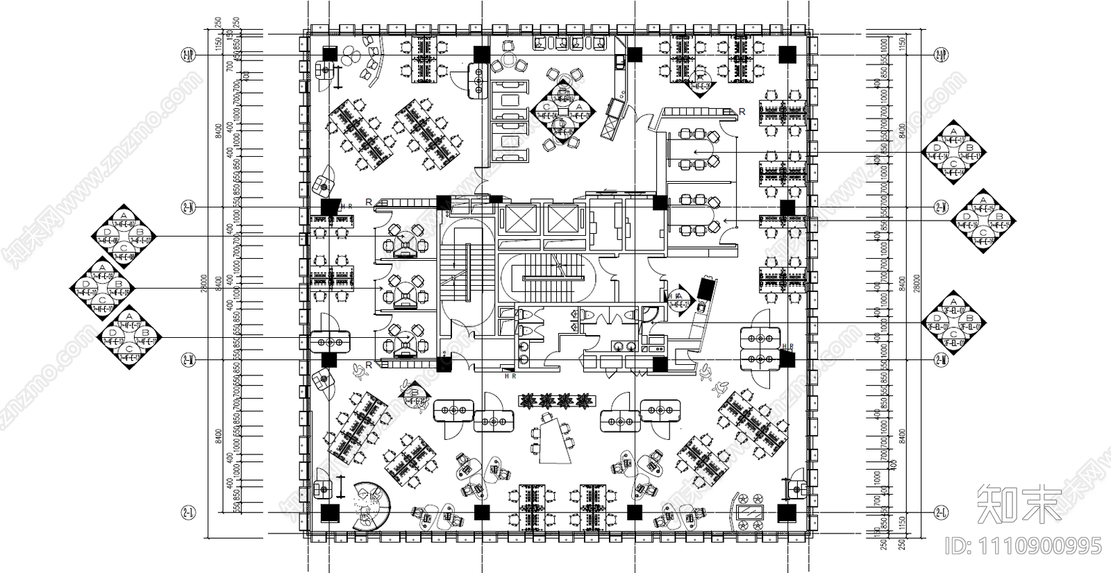 微软上海总部办公楼CAD施工图cad施工图下载【ID:1110900995】