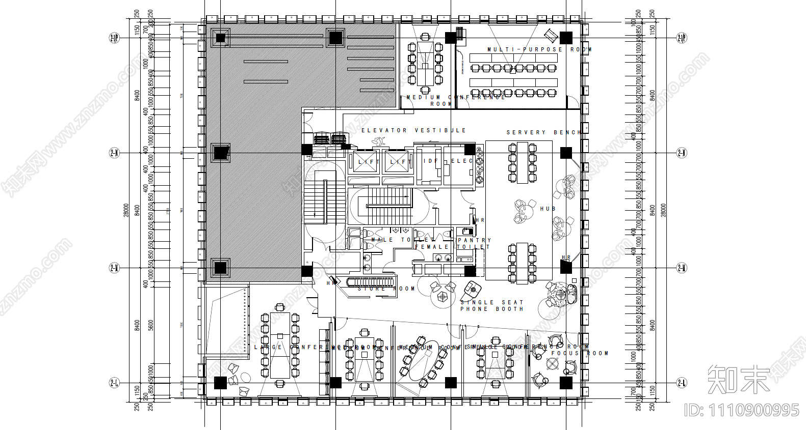 微软上海总部办公楼CAD施工图cad施工图下载【ID:1110900995】