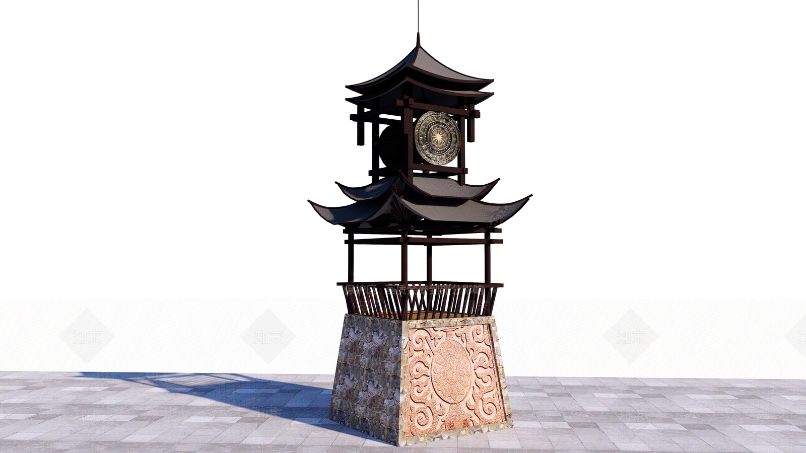 中式塔楼SU模型下载【ID:1110908768】