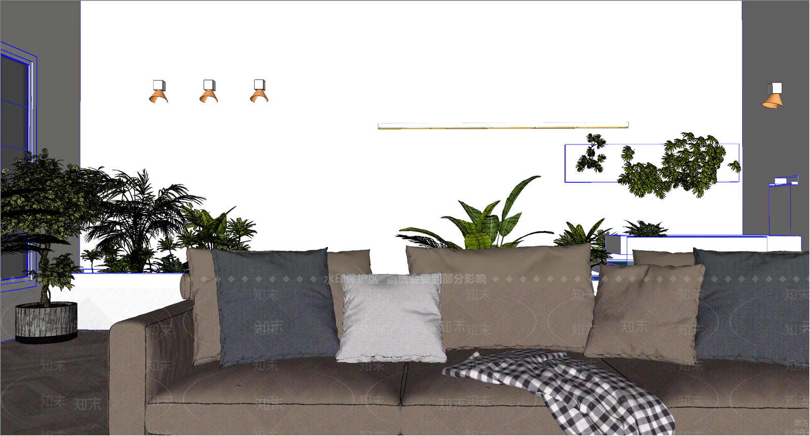 现代别墅阳台SU模型下载【ID:1111145103】