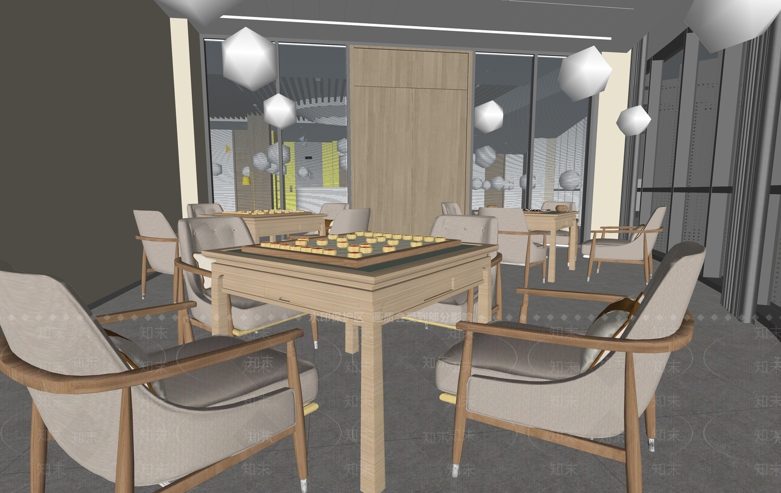 新中式棋牌室SU模型下载【ID:1110909337】