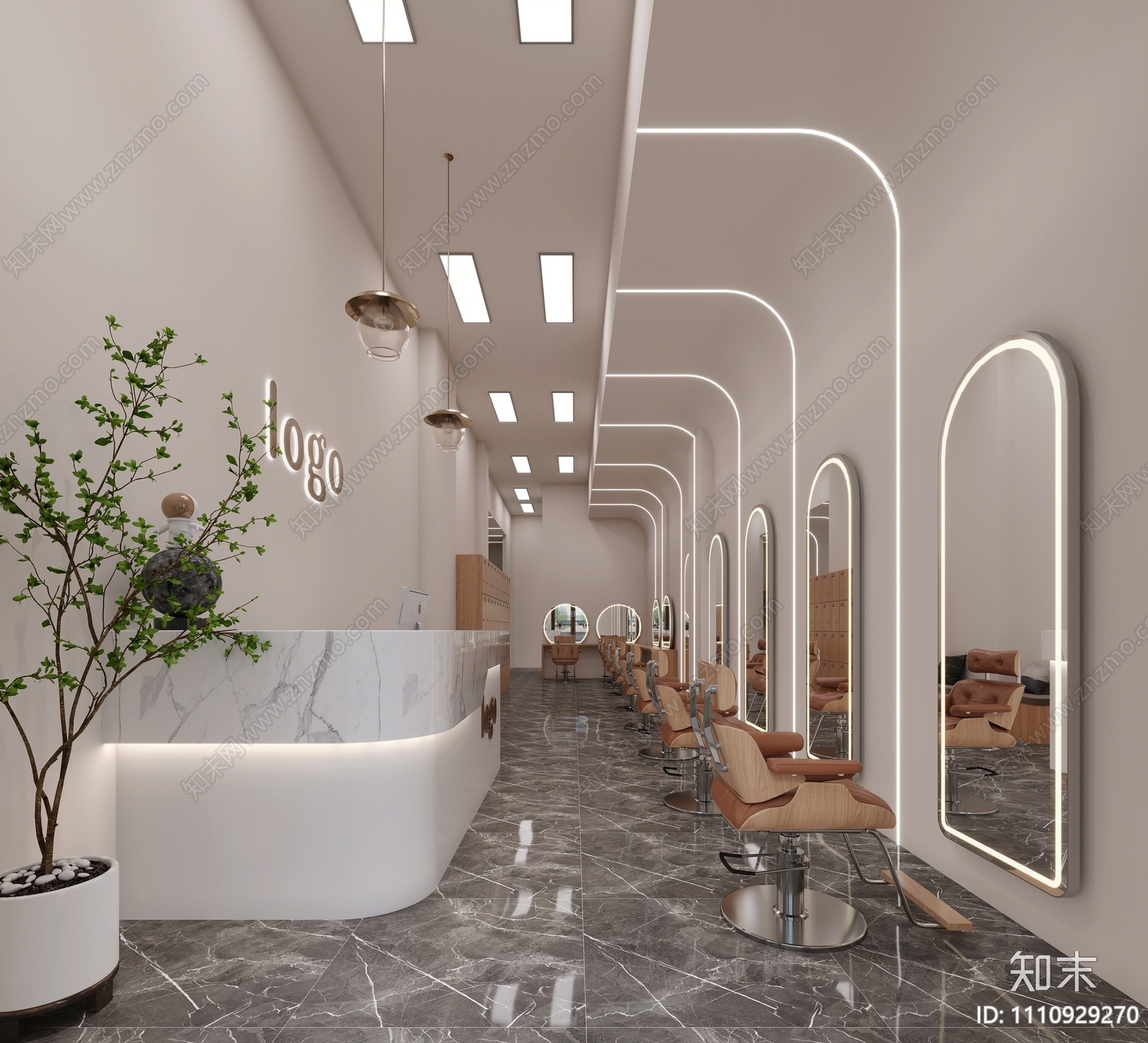 现代美发店3D模型下载【ID:1110929270】