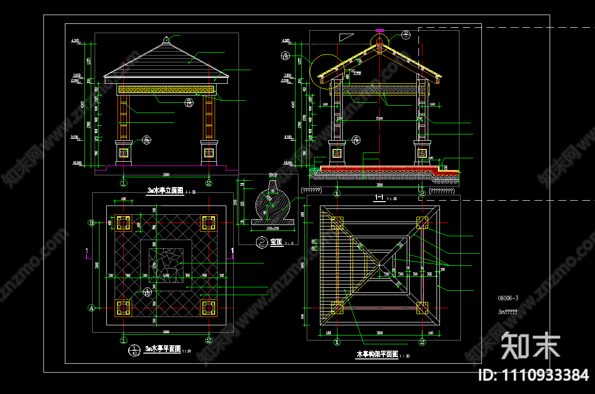 园林景亭cad施工图下载【ID:1110933384】