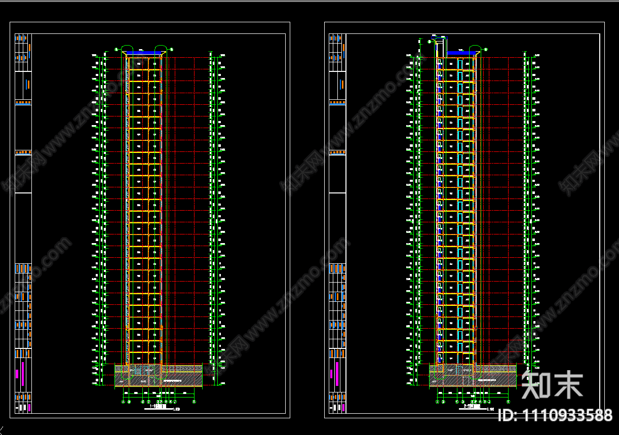 28层装配式高层住宅楼建筑施工图施工图下载【ID:1110933588】