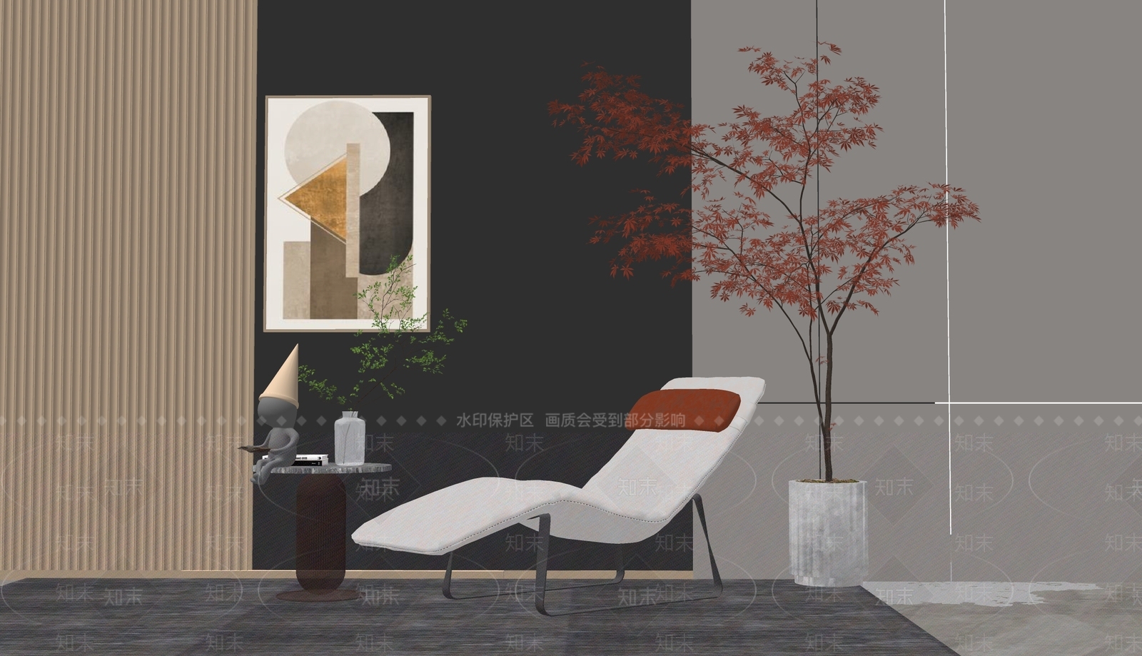 现代躺椅SU模型下载【ID:1110936033】