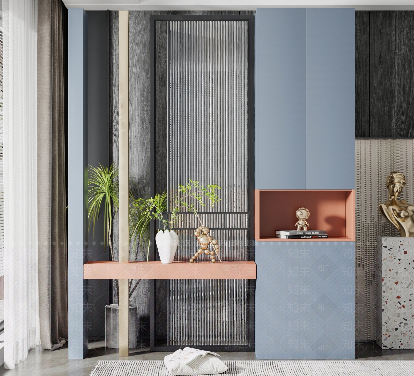 现代入户玄关隔断3D模型下载【ID:1110940184】