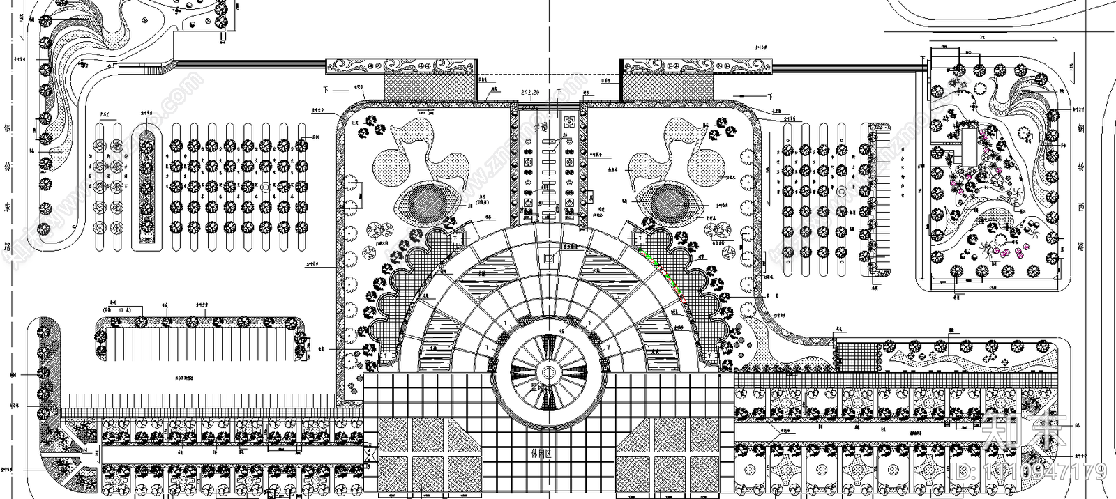 火车站广场绿化平面图施工图下载【ID:1110947179】