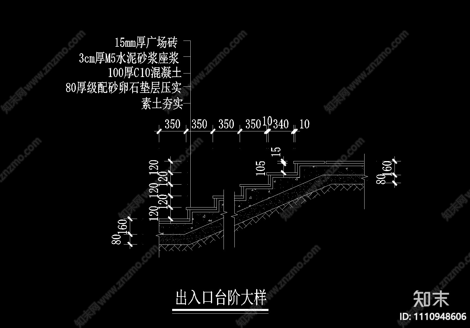 公园台阶cad施工图下载【ID:1110948606】