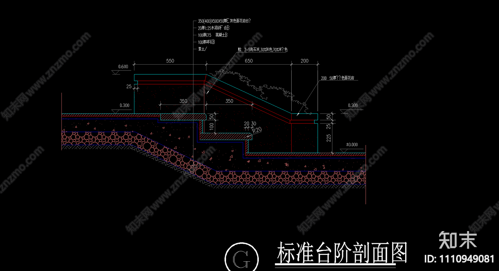 楼梯台阶施工图cad施工图下载【ID:1110949081】