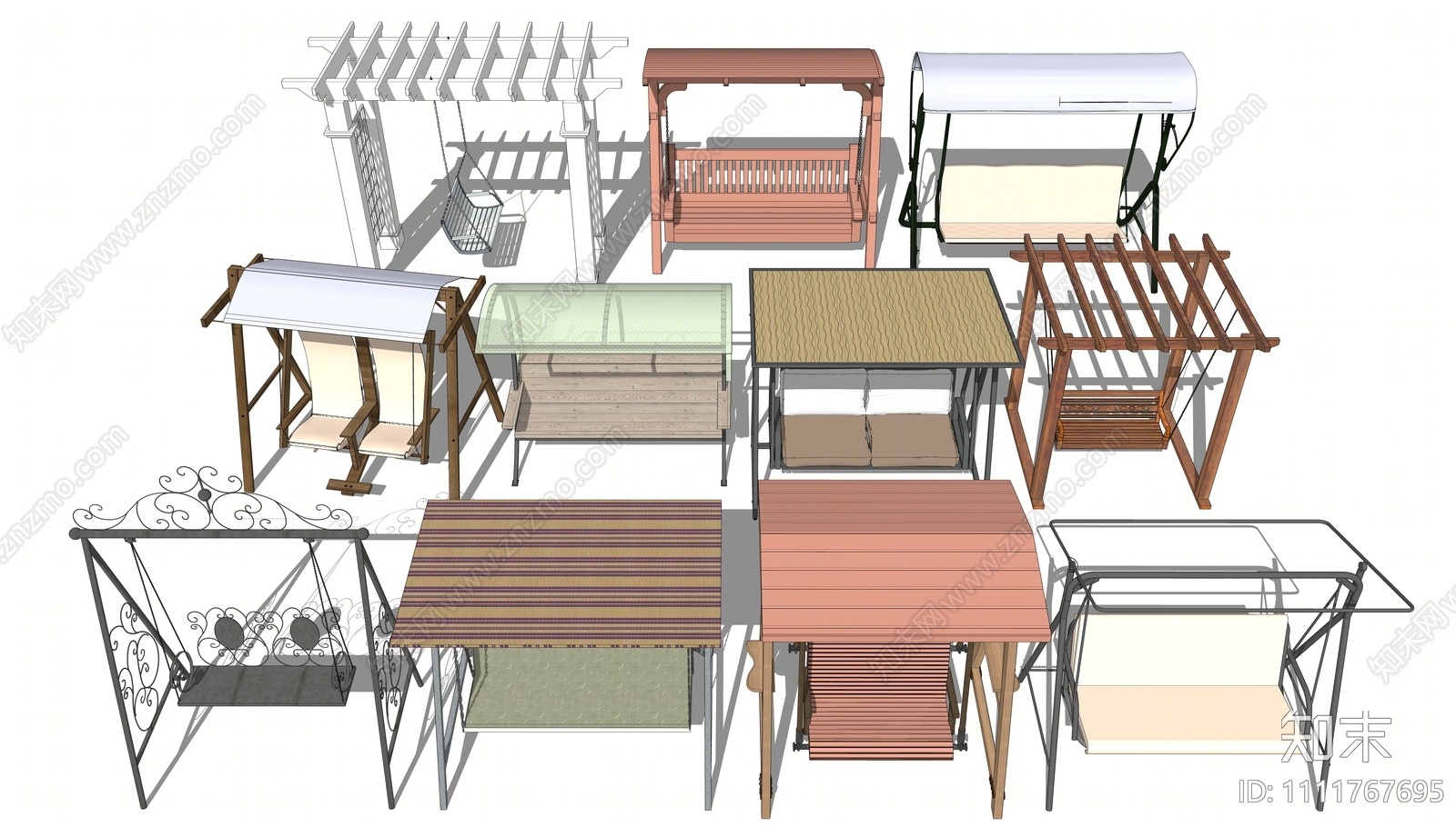 现代户外秋千SU模型下载【ID:1111767695】