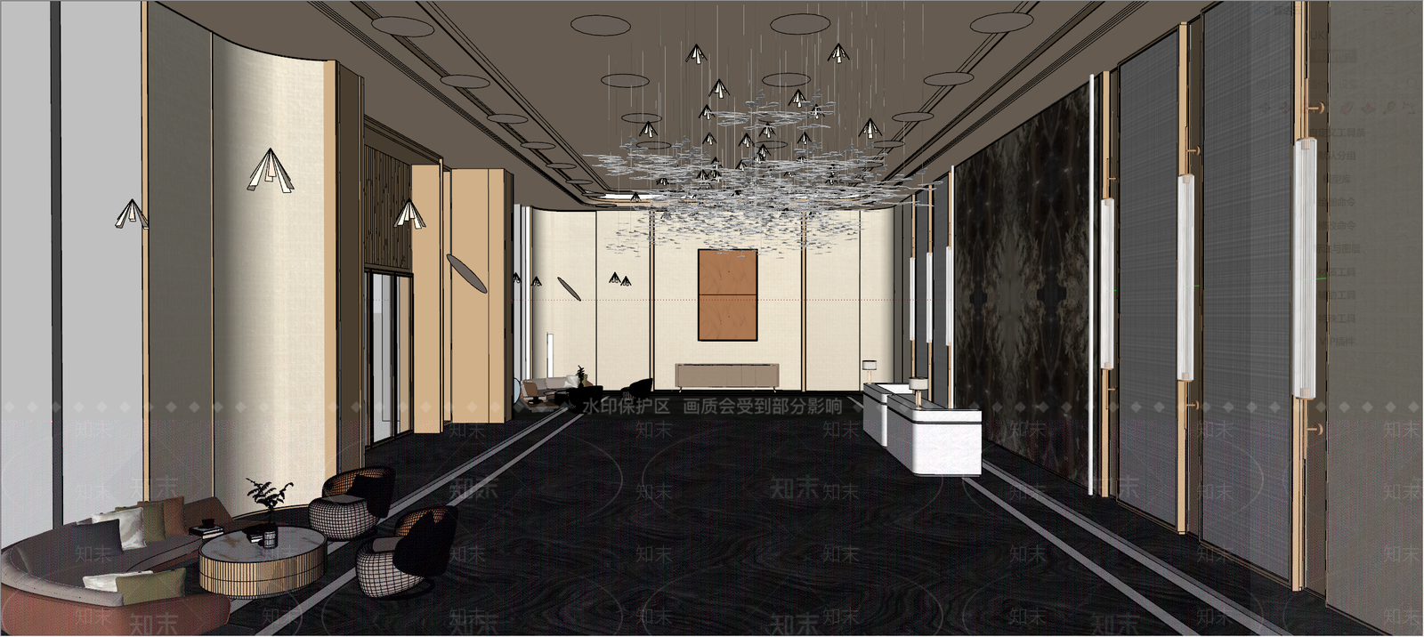 现代酒店大堂SU模型下载【ID:1110972471】