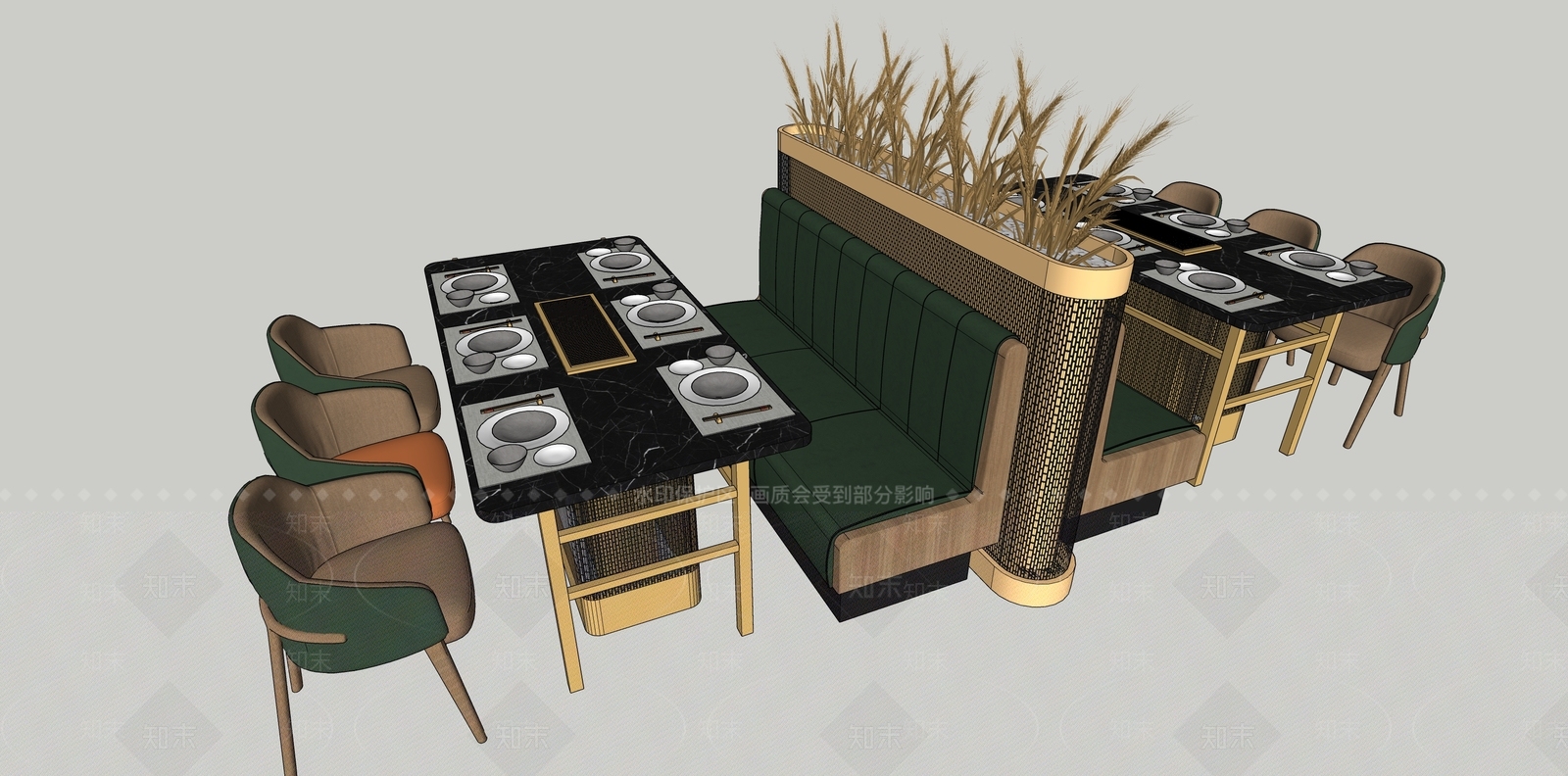 现代卡座沙发SU模型下载【ID:1110972590】