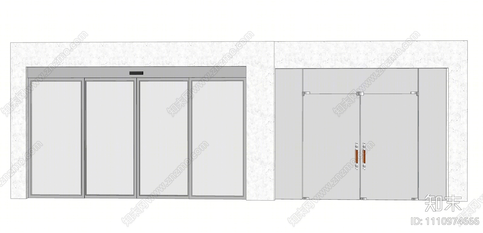 现代玻璃大门SU模型下载【ID:1110974666】