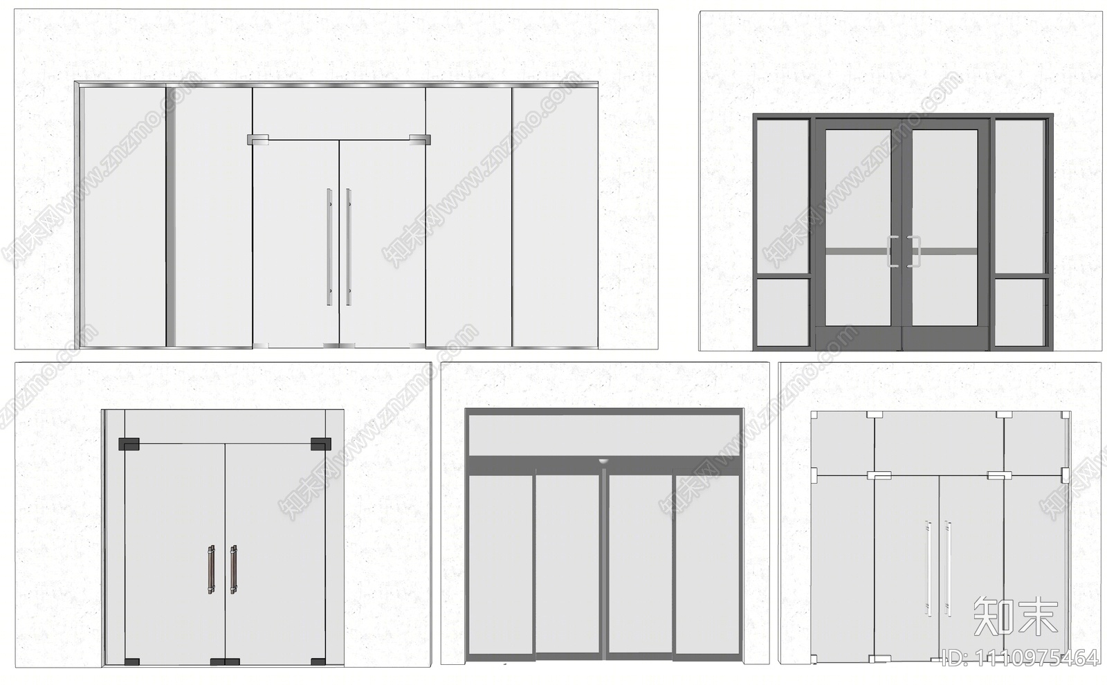 现代玻璃大门SU模型下载【ID:1110975464】