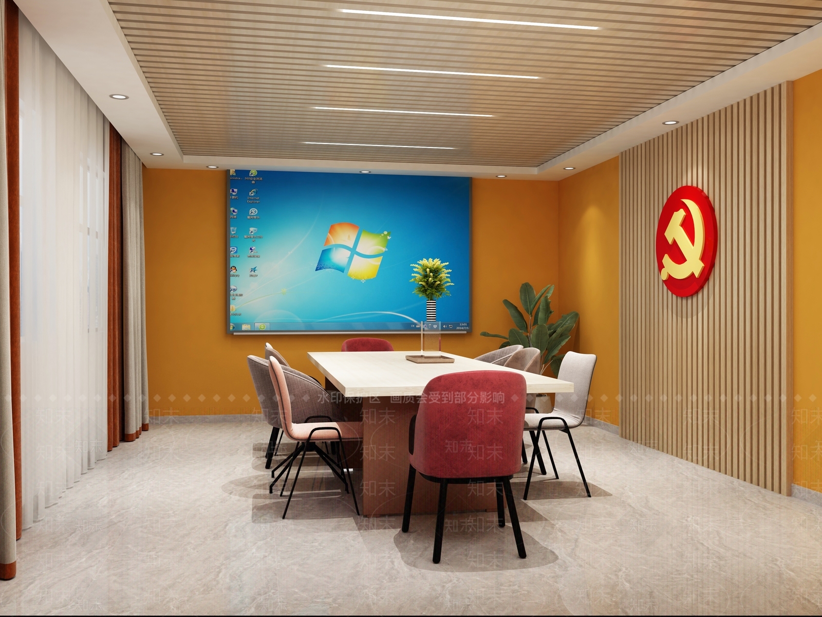 现代党建会议室3D模型下载【ID:1110978302】