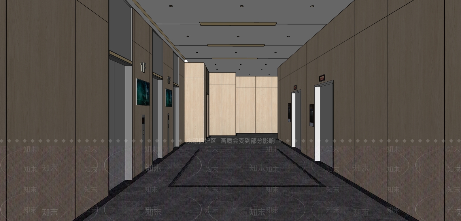 现代电梯厅SU模型下载【ID:1110980135】