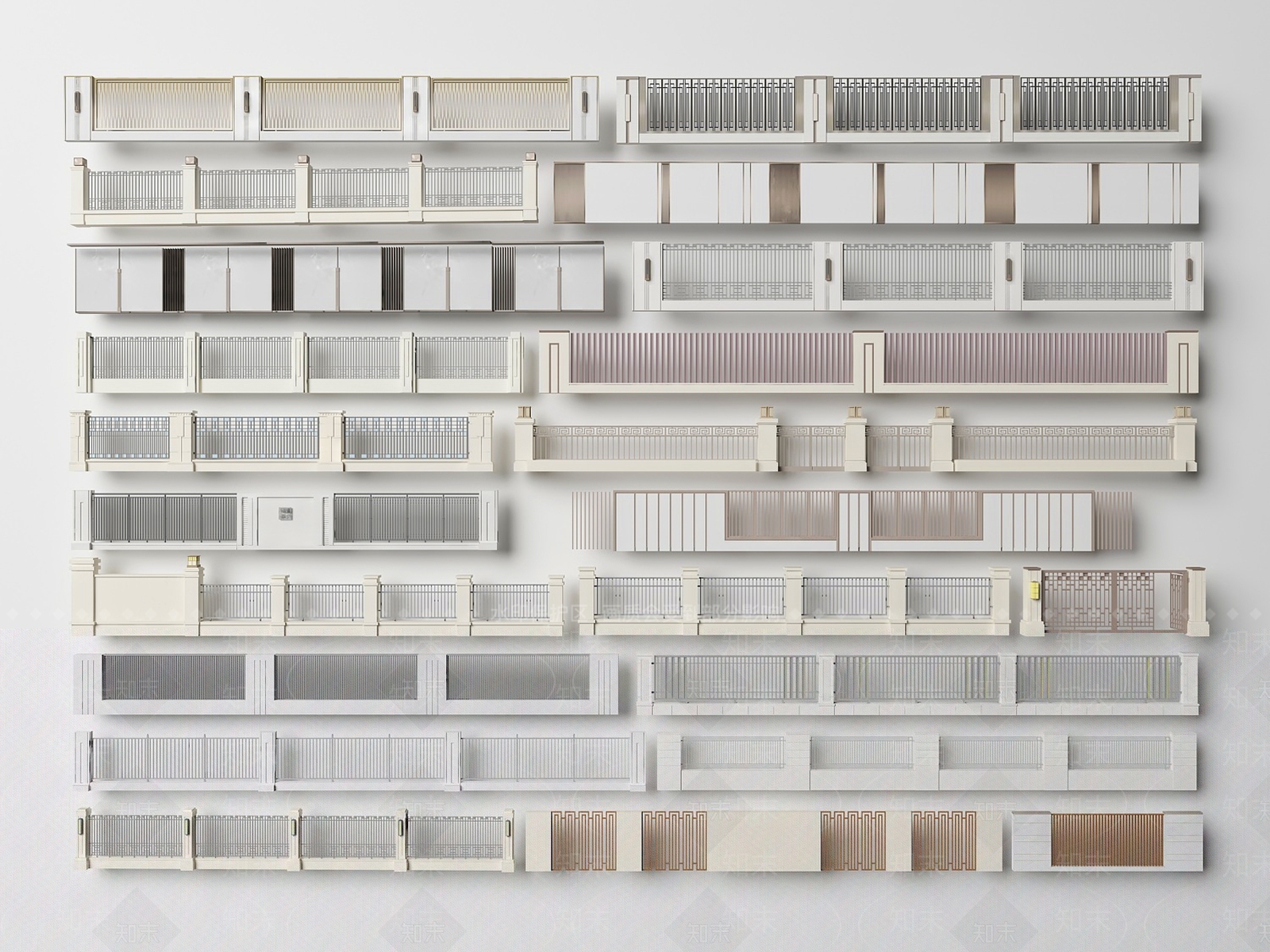 现代铁艺围栏3D模型下载【ID:1110981704】