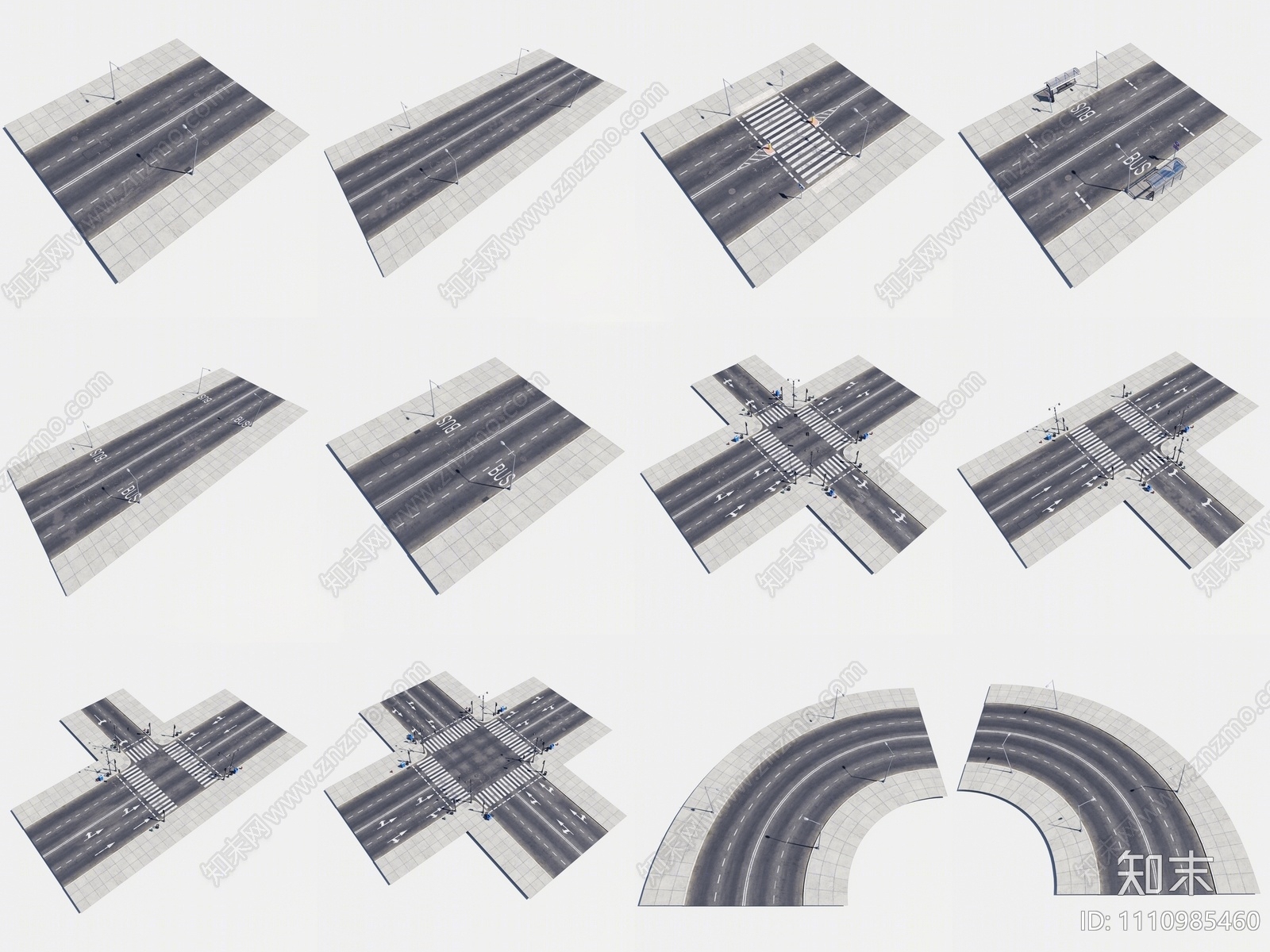 现代公路道路路面3D模型下载【ID:1110985460】