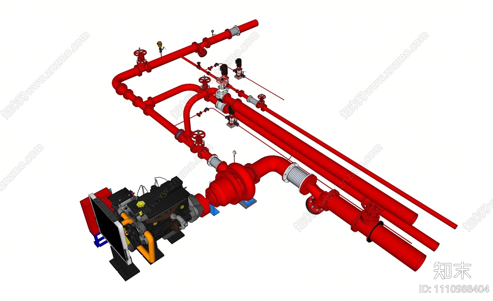 工业水泵管道SU模型下载【ID:1110988404】